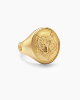 Petrvs® Wolf Signet Ring in 18K Yellow Gold, 21.5mm
